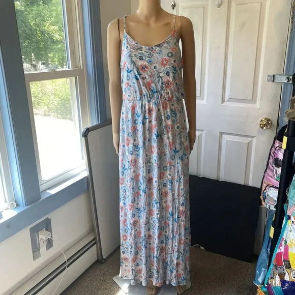 LC Lauren Conrad Women’s L Floral Maxi Dress Stretch Beach Summer Comfortable - Picture 9 of 9
